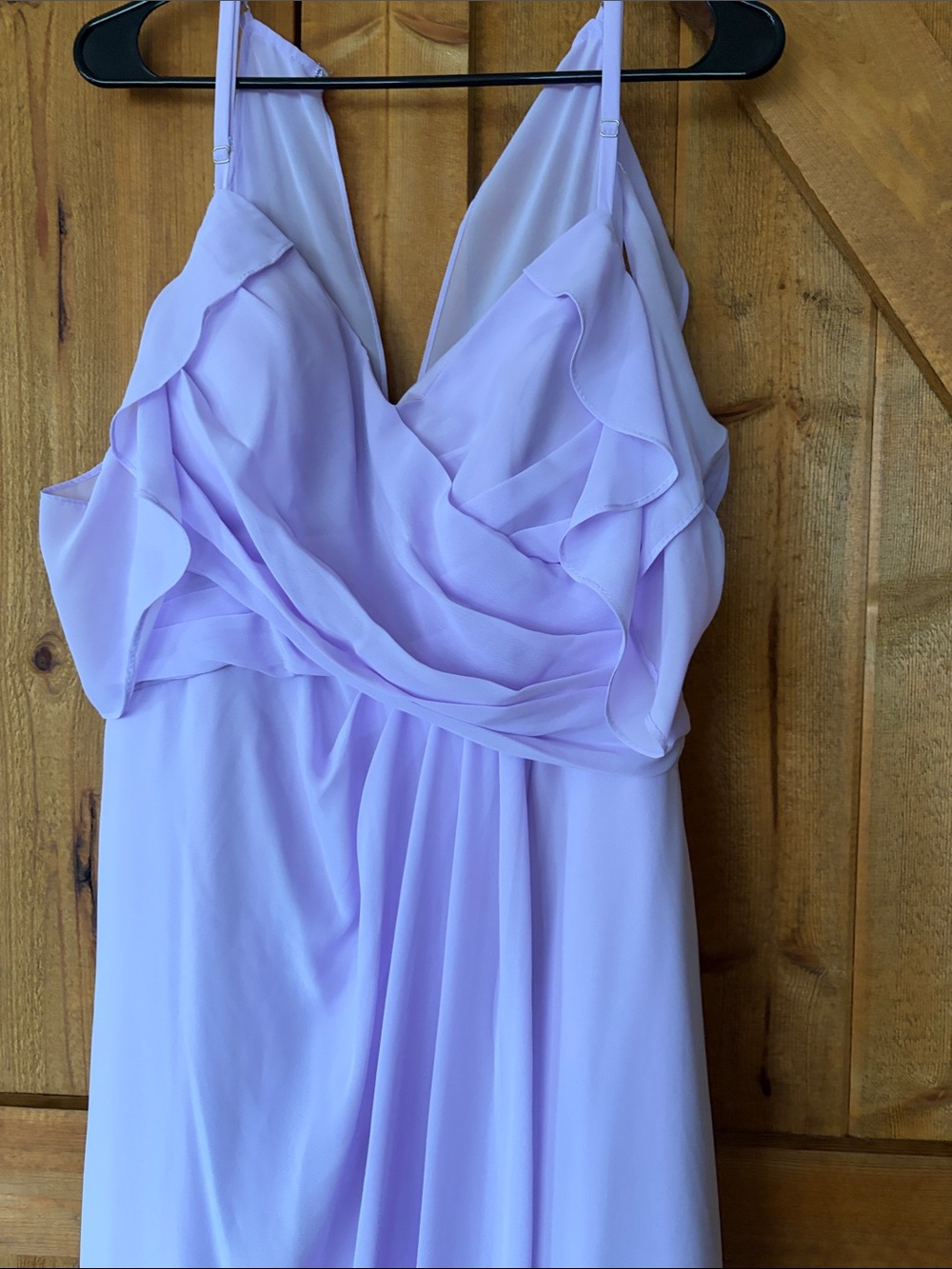 Lavender Ruffle-Detail Spaghetti Strap Maxi Dress - Picture 3 of 8